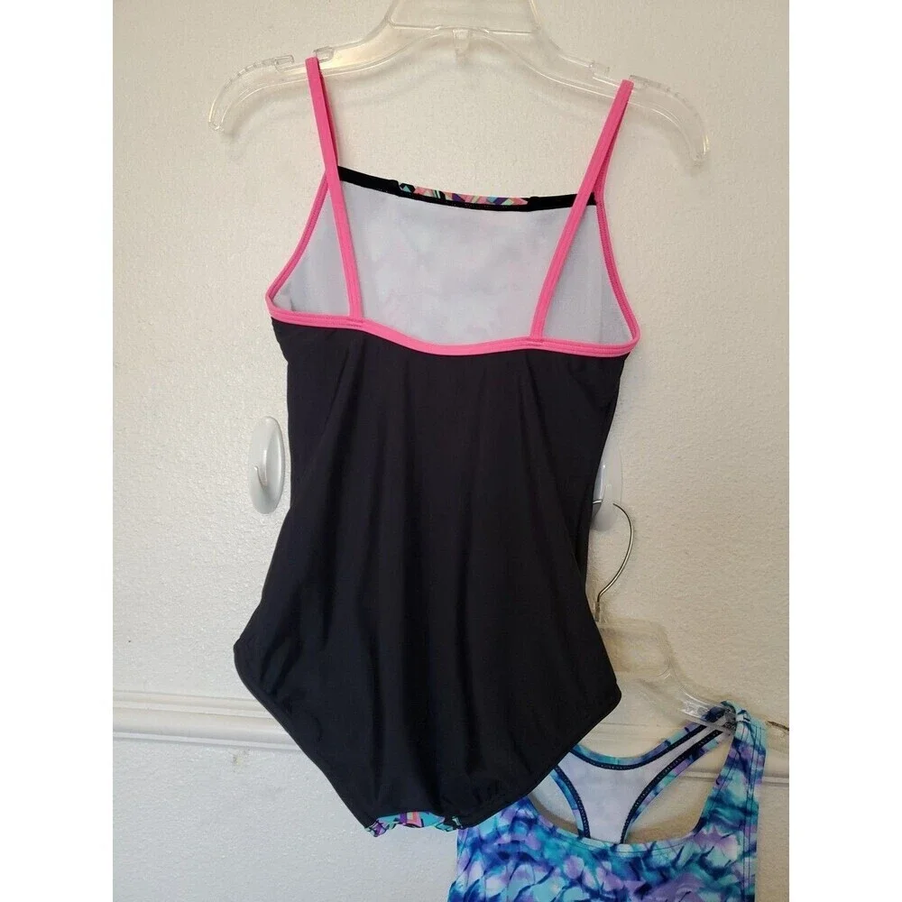 Speedo Girls Lot of 2 One Piece Multicolor Swimsuits Sz Large Tie Dye Geometric